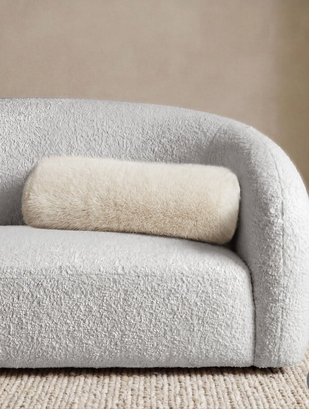 (6) Mon Cateau Plush Faux Fur Bolster Pillow